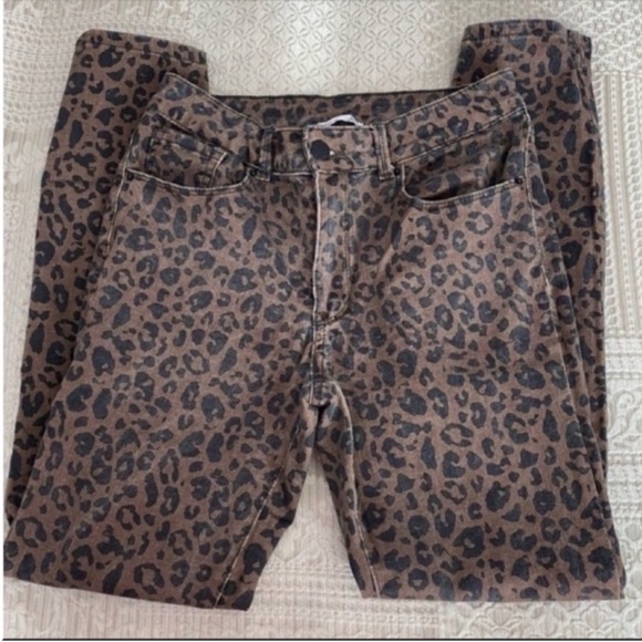 Women's Brown Leopard Print Skinny Jean Pants Size 27 - Picture 2 of 6
